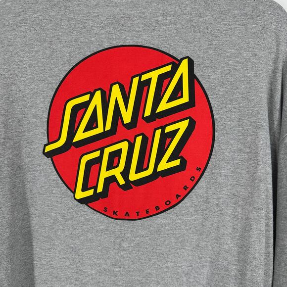 Santa Cruz Skateboards Classic Long Sleeve Grey Graphic Print Mens Tee 2XL - Picture 2 of 7